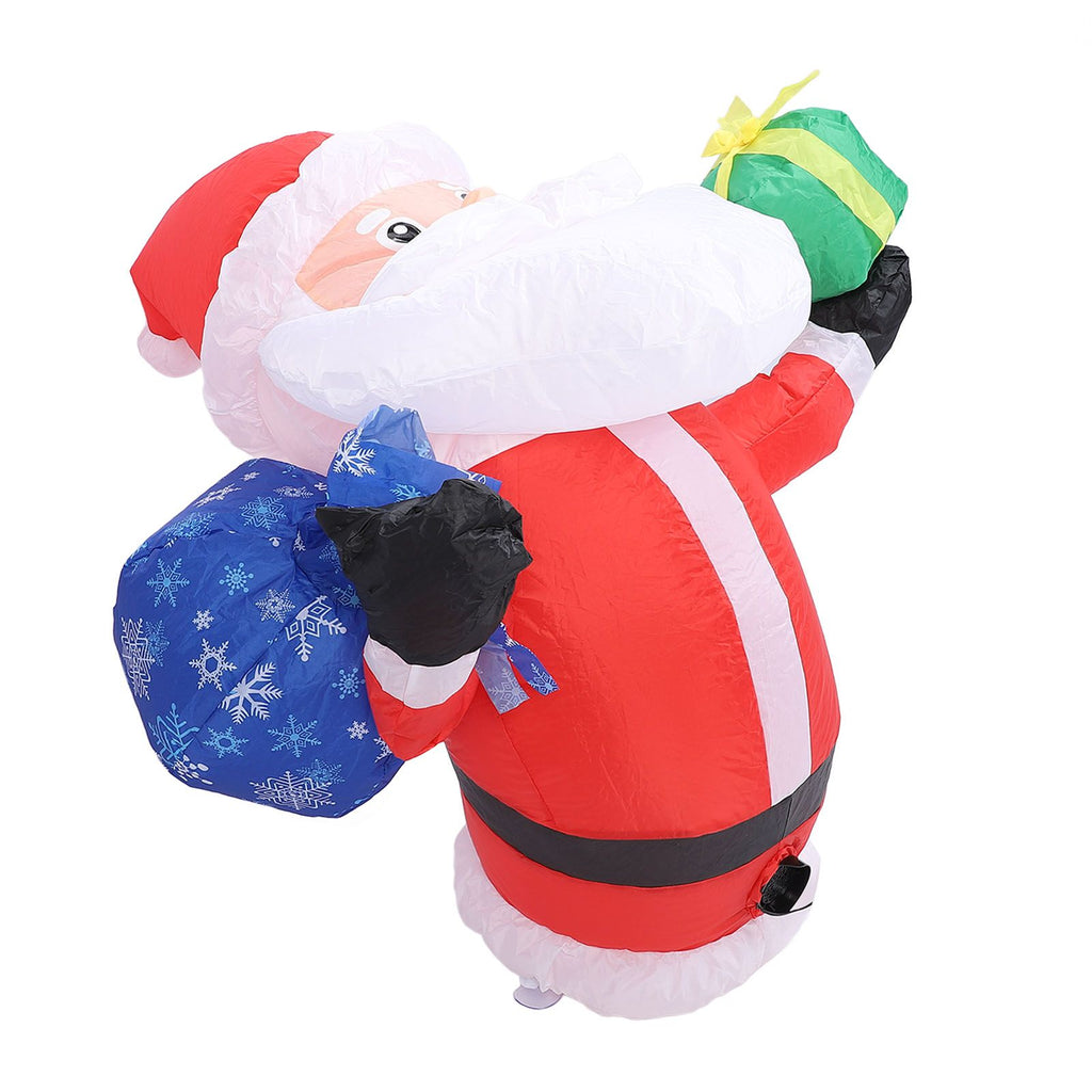 Inflatable Father Xmas with Blower LED Light 210T Polyester Fiber 3.9ft IP44 Water Resistant Father Xmas Broke Out From Window for Decoration US Plug 100-120V