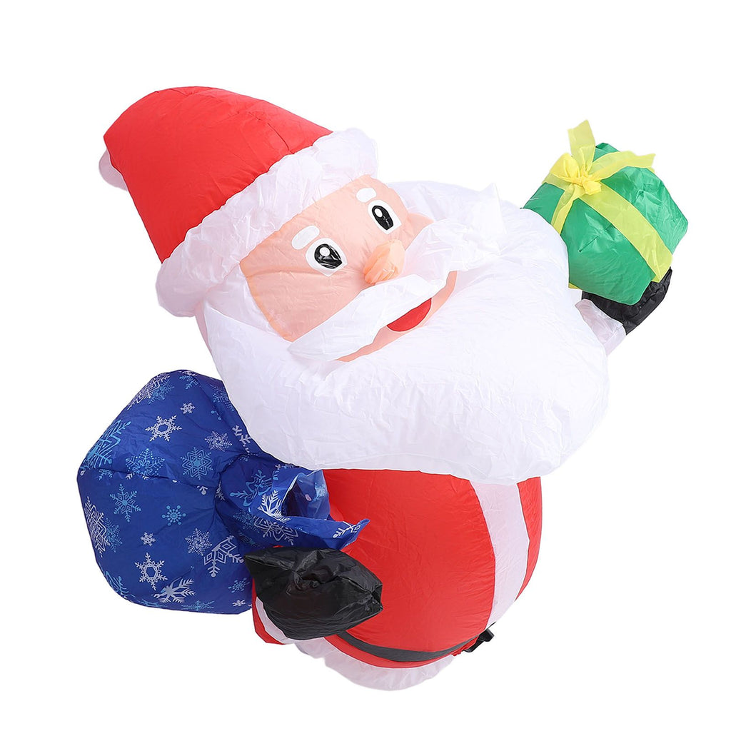 Inflatable Father Xmas with Blower LED Light 210T Polyester Fiber 3.9ft IP44 Water Resistant Father Xmas Broke Out From Window for Decoration US Plug 100-120V