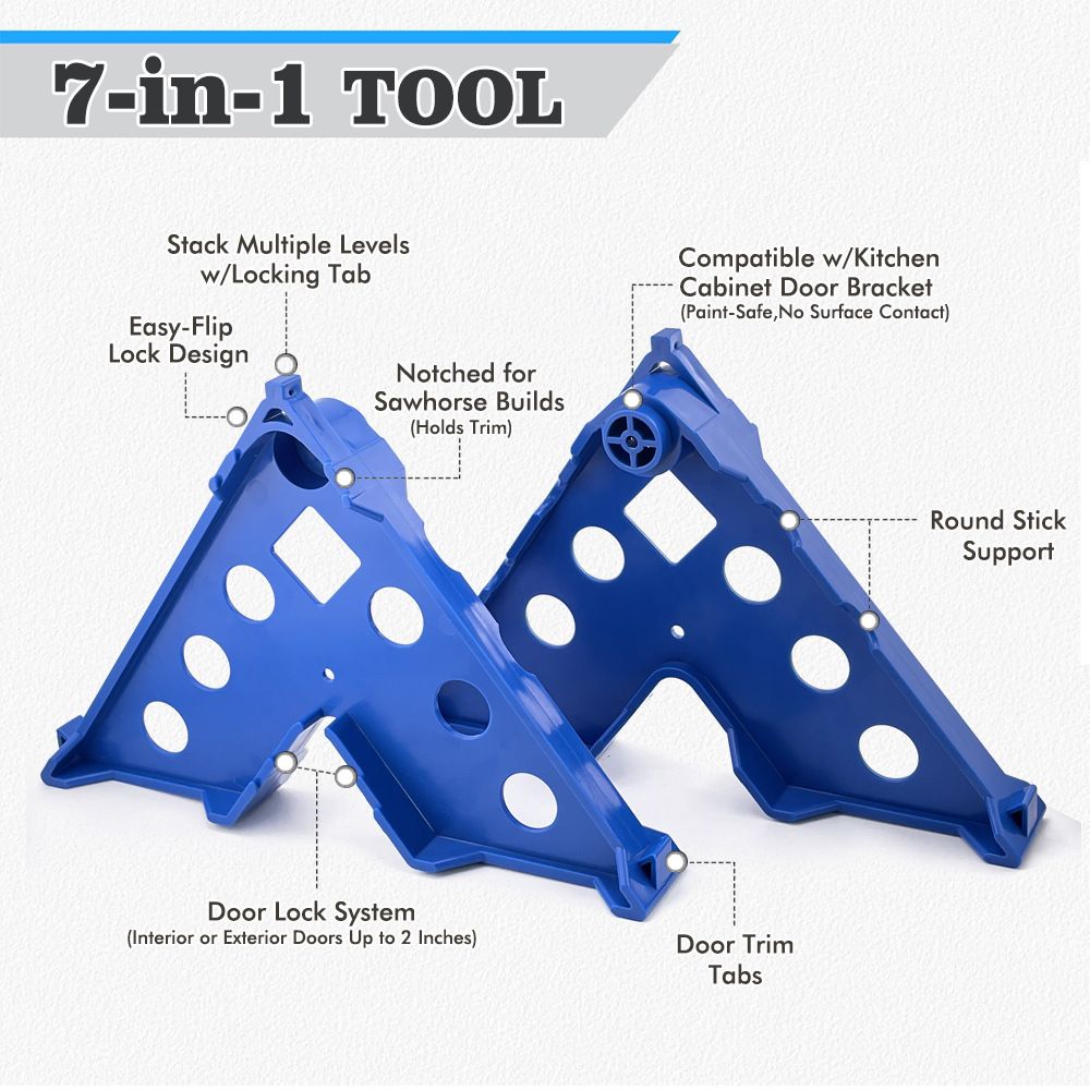 7-in-1 Painter's Support Stand Tool for Doors Cabinets Trim and Small Painting Projects, Heavy Duty Stackable Painting Rack for Brushes Rollers and Sprayers (12PCS)