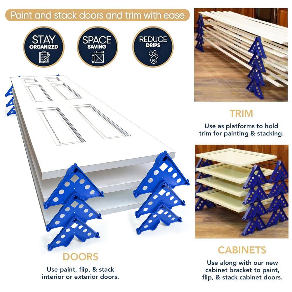 7-in-1 Painter's Support Stand Tool for Doors Cabinets Trim and Small Painting Projects, Heavy Duty Stackable Painting Rack for Brushes Rollers and Sprayers (4PCS)