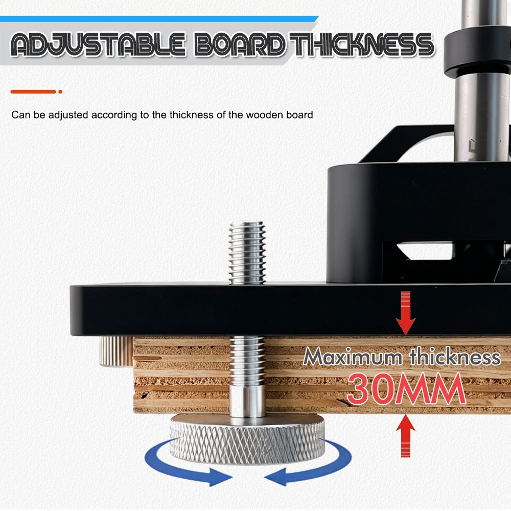 Hidden Hinge Drilling Jig Template Locator for Cabinet Door Installation, Adjustable Punch Positioner Tool with Multi-Spec Screw Hole Guidance for Woodworking Projects (Black)