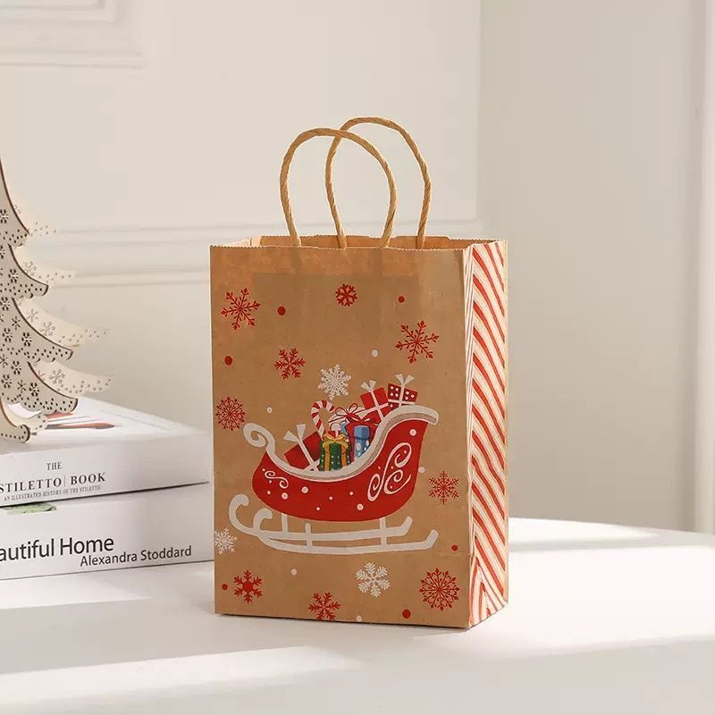 Christmas Gift Bags 30-Piece Set Festive Designs Holiday Gifting Christmas - Red - Size 21-11-27