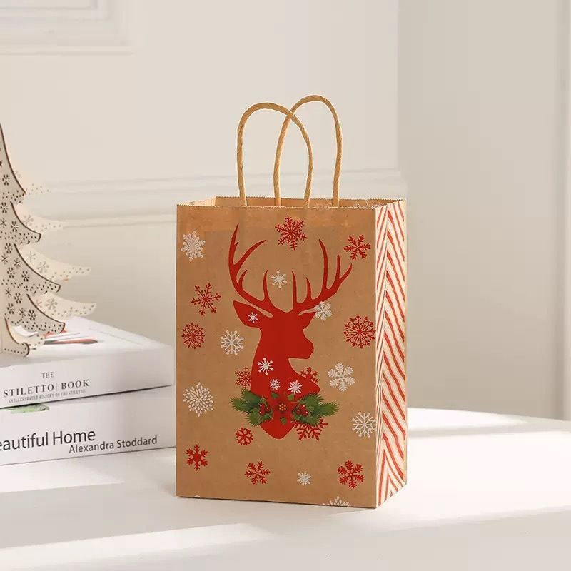 Christmas Gift Bags 30-Piece Set Festive Designs Holiday Gifting Christmas - Red - Size 21-11-27