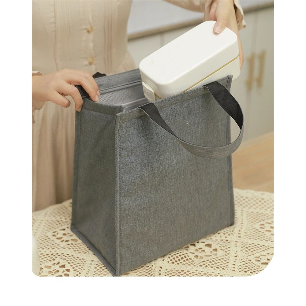 Black Lunch Bag for Men - Lunch Bag with Zipper Tote Bag for Women Simple Lunch Box Reusable Insulated(grey）
