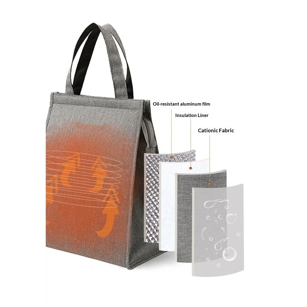 Black Lunch Bag for Men - Lunch Bag with Zipper Tote Bag for Women Simple Lunch Box Reusable Insulated(grey）