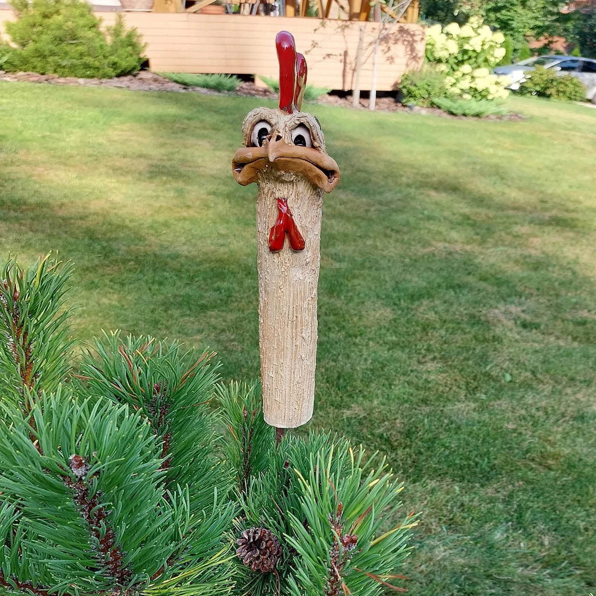 Chicken Statue Decor, Funny Resin Chicken Ostrich Garden Sculpture for Courtyard Outdoor Garden Silly Yard Art Housewarming Gift