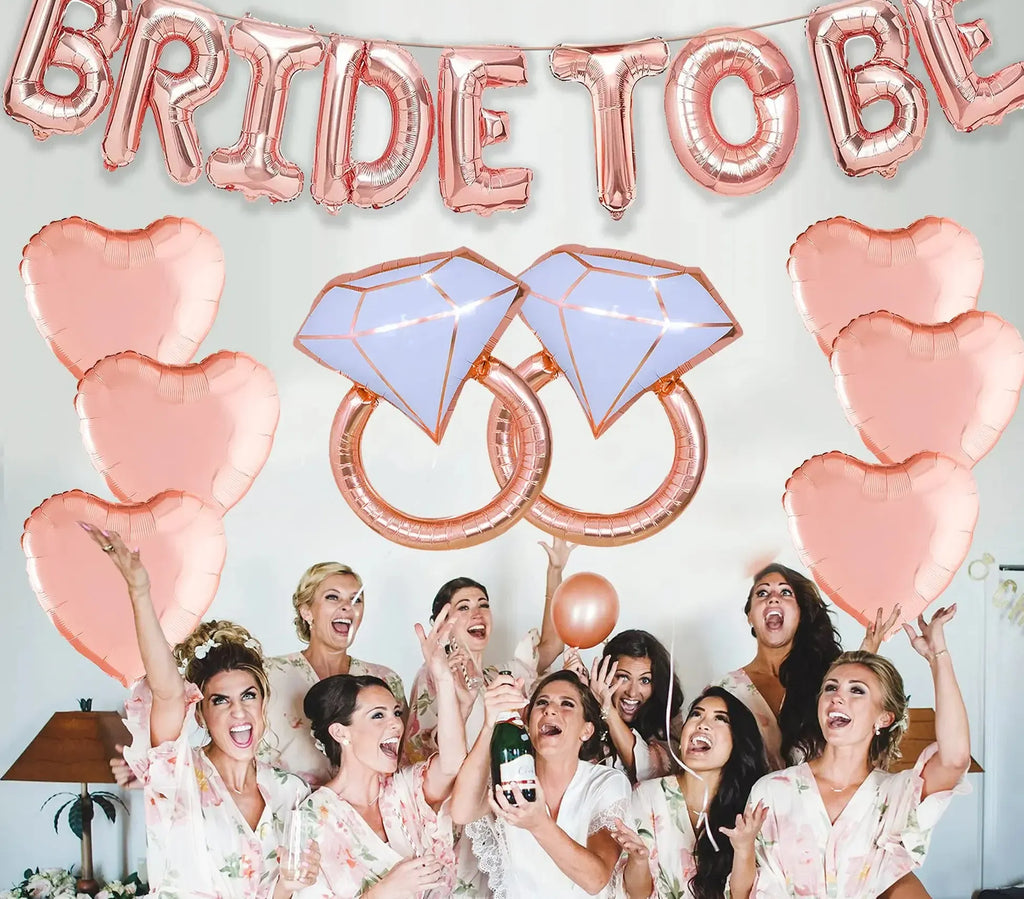 Rose Gold Bride To Be Balloons - Pack of 17 | Bride To Be Decorations | Bride Balloons for Bachelorette Party Decorations