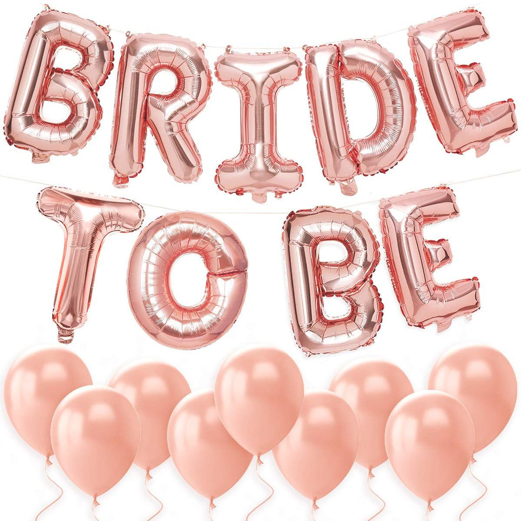 Bachelorette Party Decorations - Bride to Be Balloon Kit - Rose Gold - 16" BRIDE TO BE Foil Balloons + 10 Rose Gold Latex Balloons