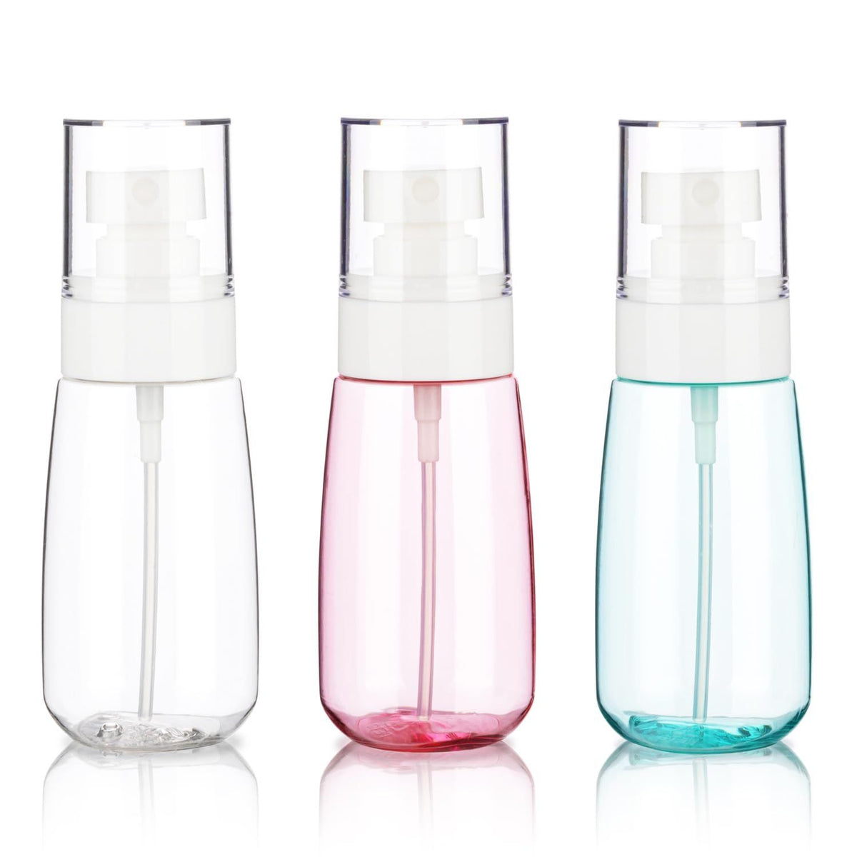 3pack Small Spray Bottle, 2oz Mini Spray Bottles, Empty Travel Spray Bottle, Fine Mist Plastic Spray Bottles (Clear+Green+Pink)