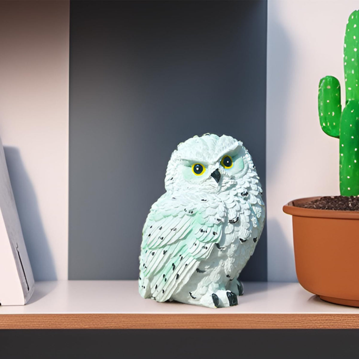 White Owl Statue, 4" Owl Figurine Cute Delicate Resin Bird Sculpture for Home Decor, Office Decoration, Housewarming Gift