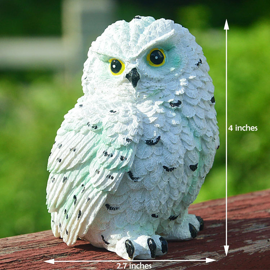 White Owl Statue, 4" Owl Figurine Cute Delicate Resin Bird Sculpture for Home Decor, Office Decoration, Housewarming Gift