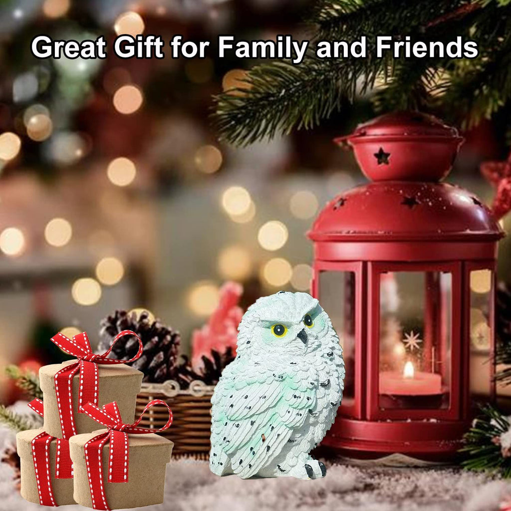 White Owl Statue, 4" Owl Figurine Cute Delicate Resin Bird Sculpture for Home Decor, Office Decoration, Housewarming Gift