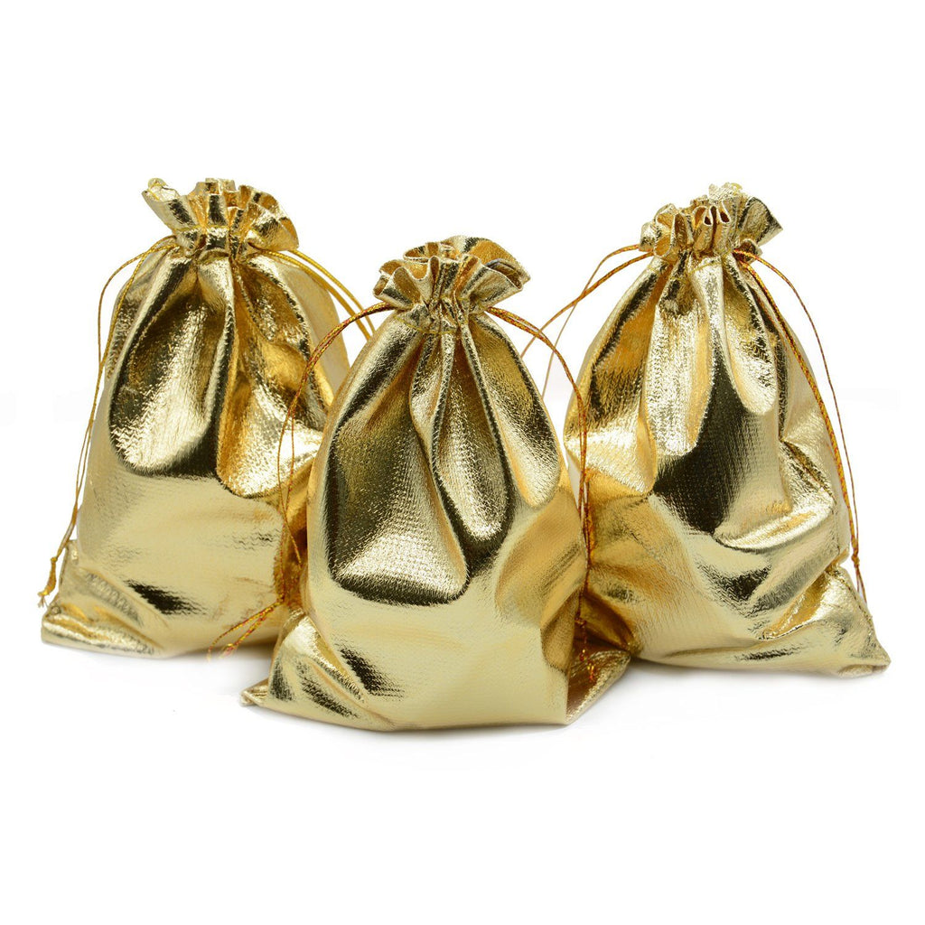 10pcs Golden Candy Gift Bag Wedding Birthday Christmas Gift Candy Bag Jewelry Golden Gift Bag Bundle Pocket