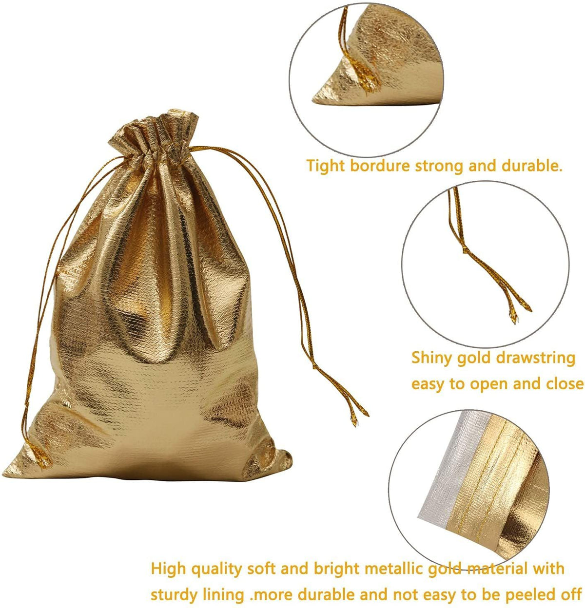 10pcs Golden Candy Gift Bag Wedding Birthday Christmas Gift Candy Bag Jewelry Golden Gift Bag Bundle Pocket