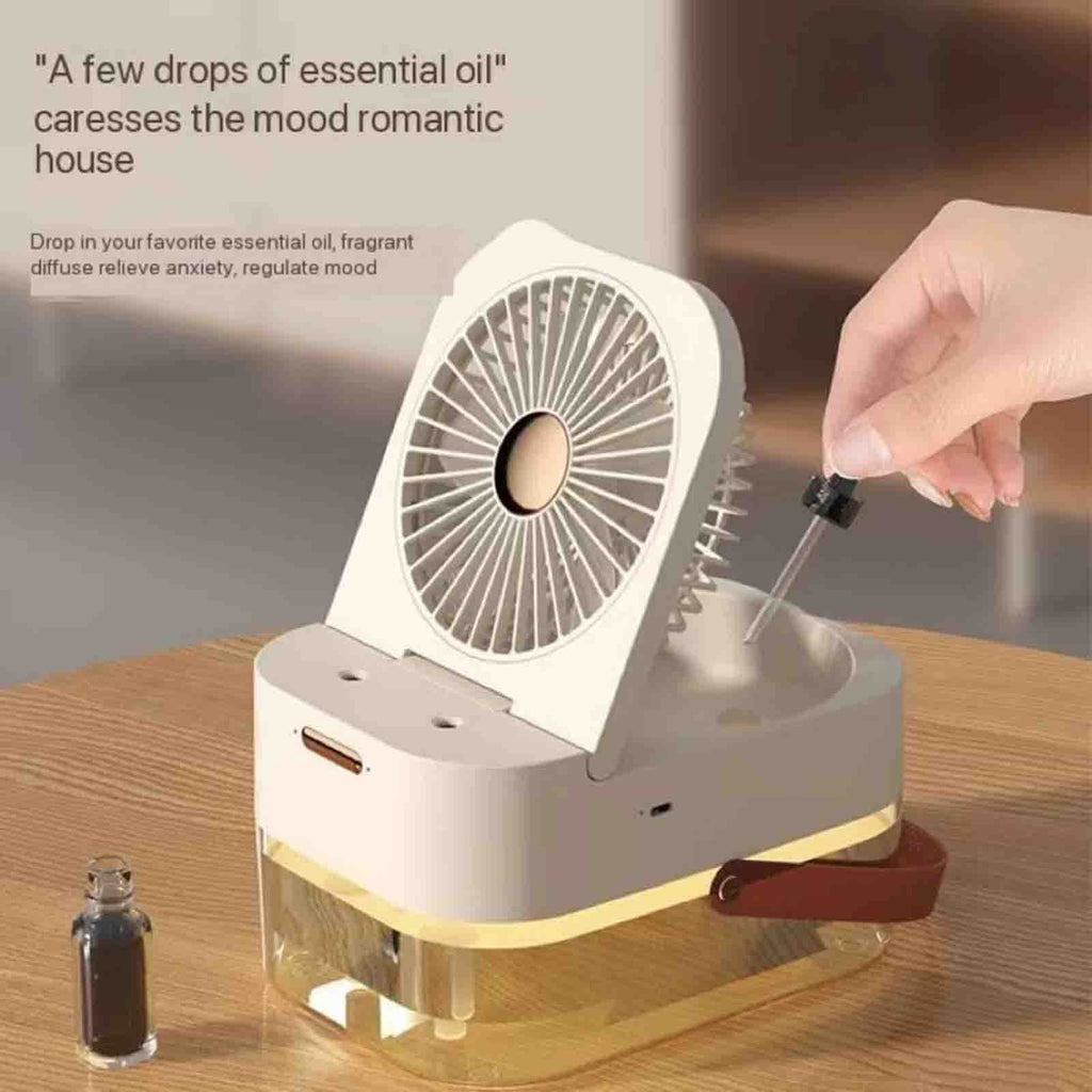 Double-spray Remote Control Timing Spray Humidifier Desktop Small Fan with Night Light Mute Hydration Fan Home Office