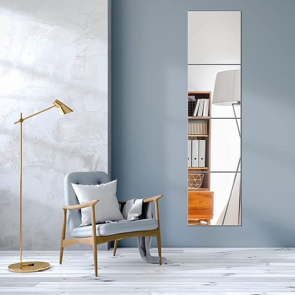 10Pcs Mirror Sheets Self Adhesive Non Glass Mirror 12 x 12 Inch Ultra-thin Flexible Mirror Sheets DIY Tiles Mirror Stickers Wall Decor Mirror for Home Bedroom Closet Bathroom