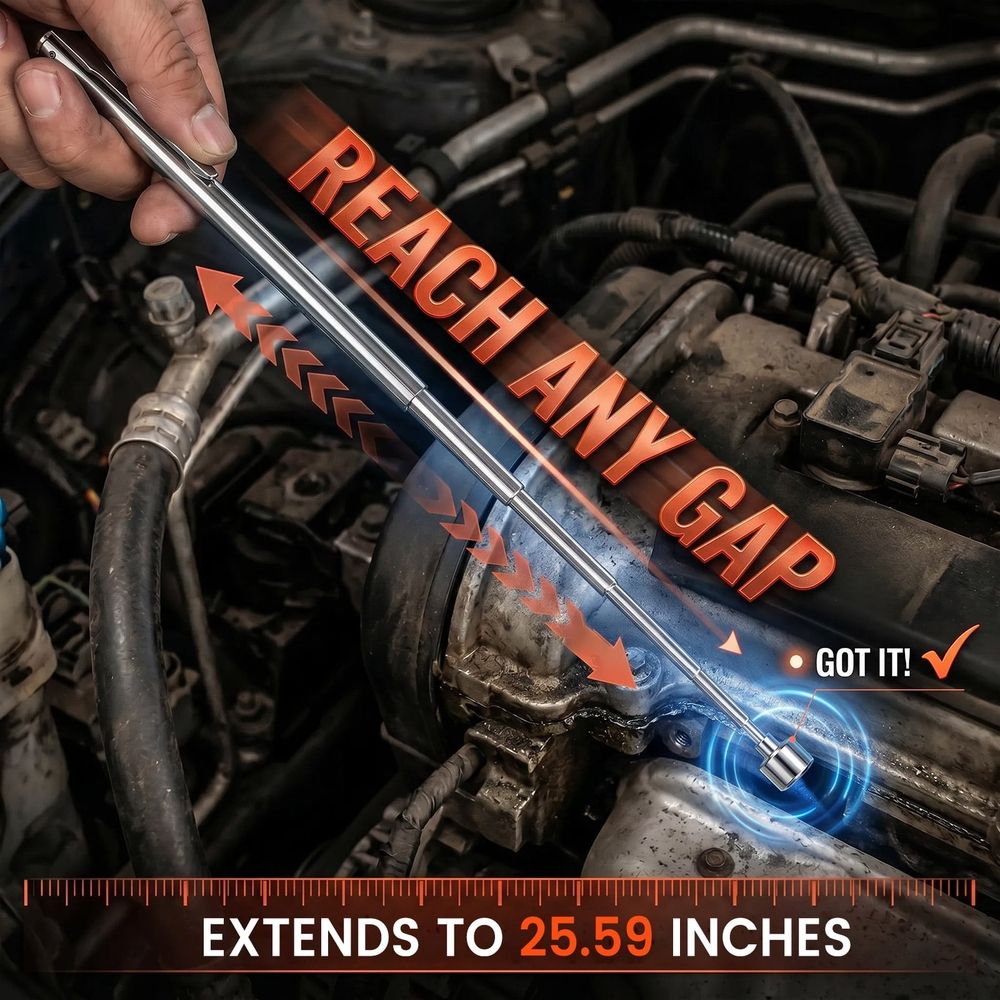 30Pcs Magnetic Pick Up Tools with Telescopic Design Portable to Carry for Man Father Mechanic Handyman Husband (Silver)