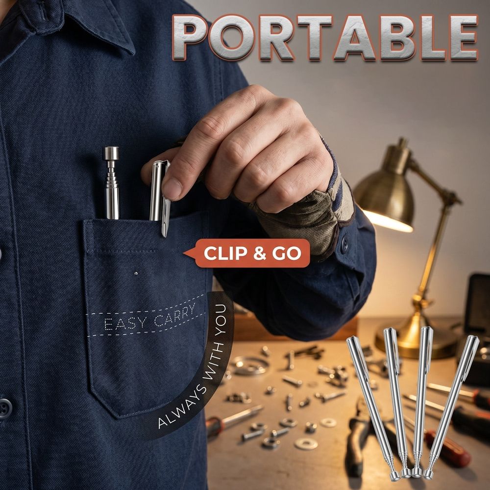 30Pcs Magnetic Pick Up Tools with Telescopic Design Portable to Carry for Man Father Mechanic Handyman Husband (Silver)