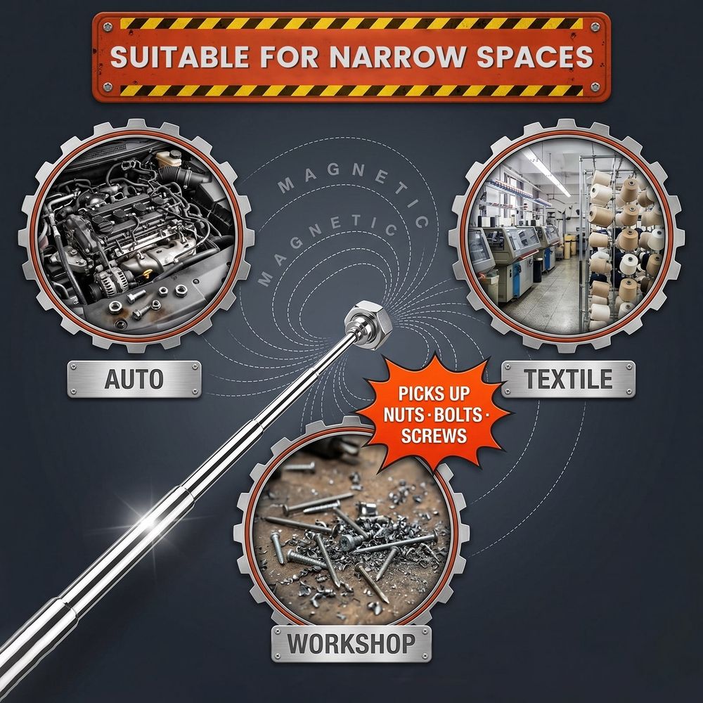 30Pcs Magnetic Pick Up Tools with Telescopic Design Portable to Carry for Man Father Mechanic Handyman Husband (Silver)