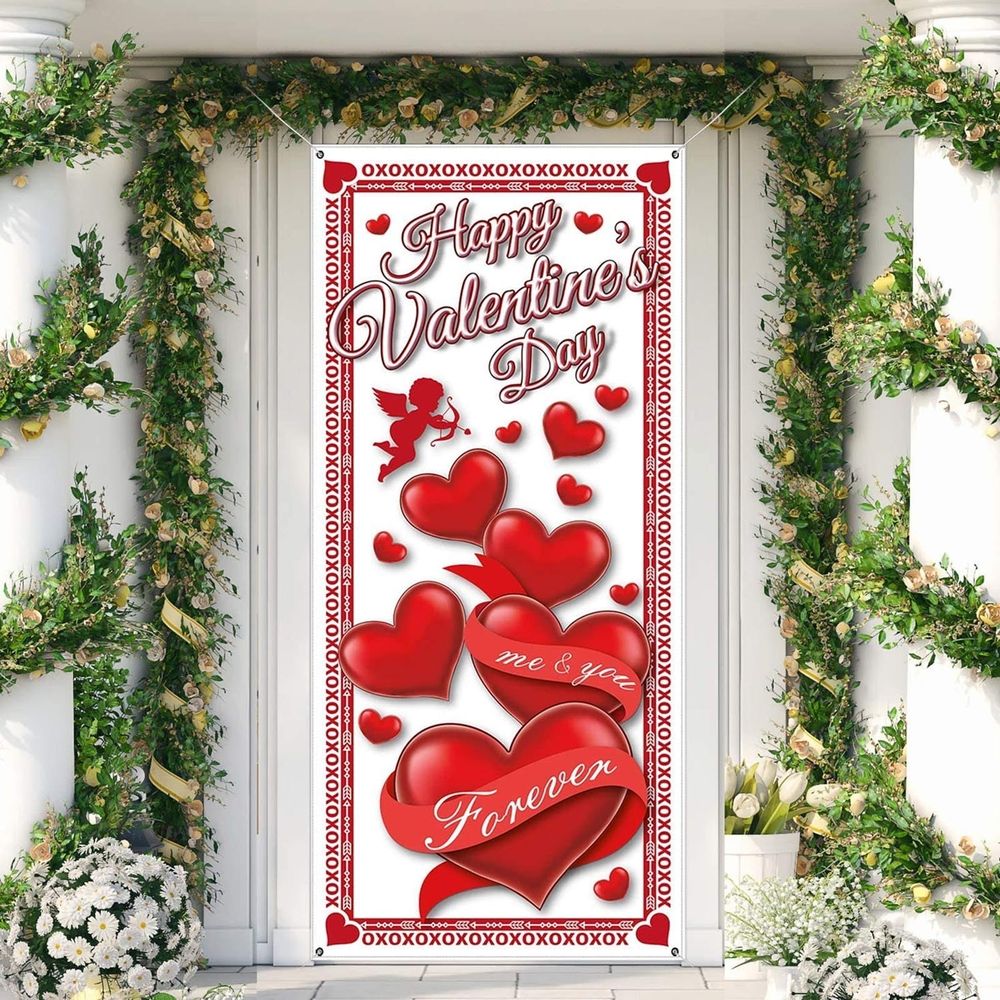 Valentines Day Decorations Clearance! Valentine'S Day Door Cover Decoration Creative Background Valentine'S Day Front Door Decoration