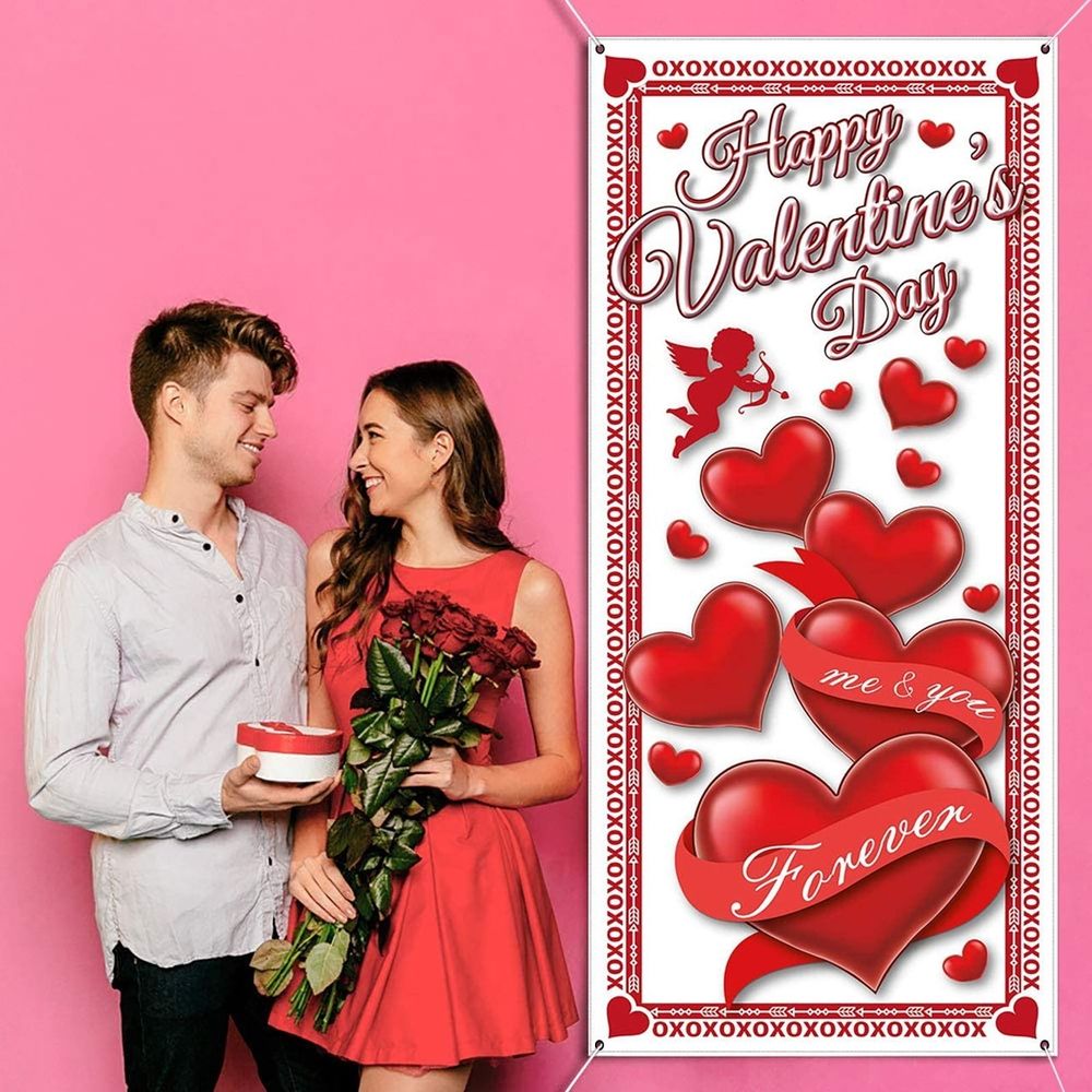 Valentines Day Decorations Clearance! Valentine'S Day Door Cover Decoration Creative Background Valentine'S Day Front Door Decoration