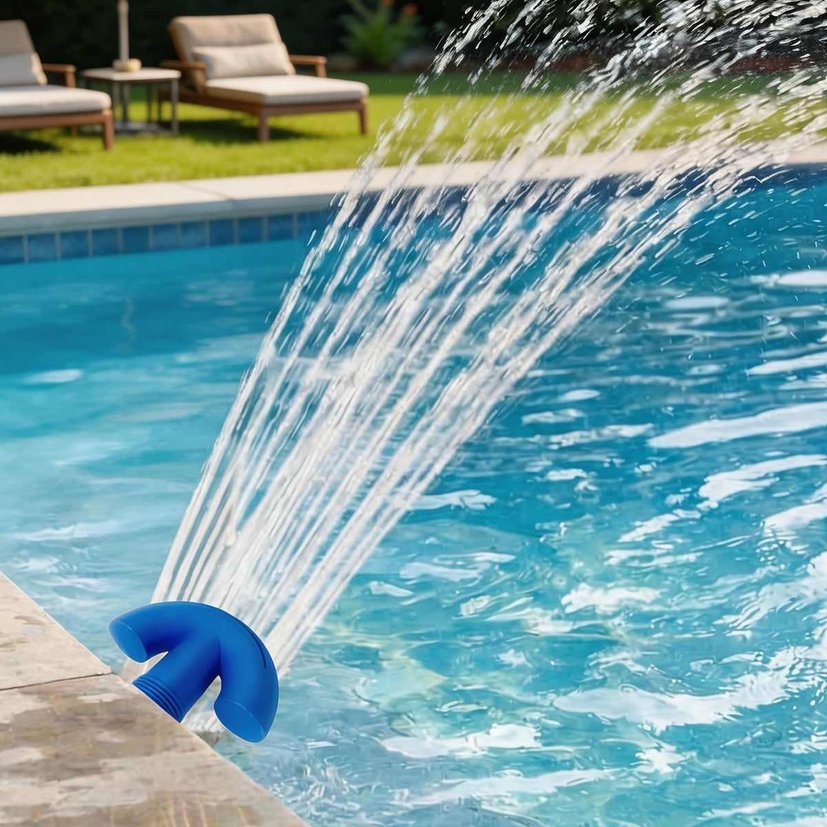 3/4 Inch Universal Swimming Pool Aeration Fountain, Cools Hot Water, Creates Waterfall Spray for Above Ground & In Ground Pools, Blue 5Pcs