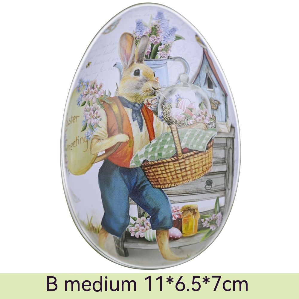5Pcs Assorted Painted Easter Egg Easter Tin Box Easter Bunny Shape Metal Filler Easter Egg Container Easter Egg Candy Box Vintage
