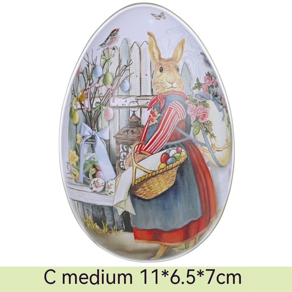 5Pcs Assorted Painted Easter Egg Easter Tin Box Easter Bunny Shape Metal Filler Easter Egg Container Easter Egg Candy Box Vintage