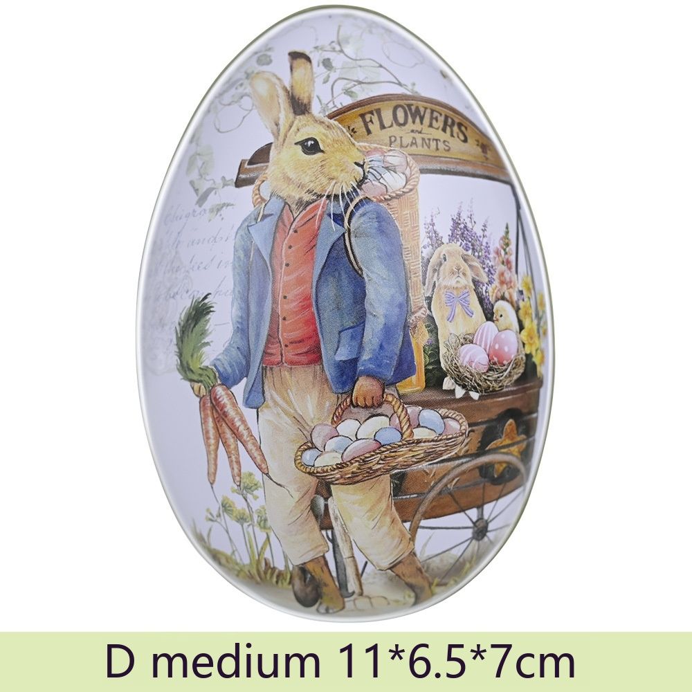 5Pcs Assorted Painted Easter Egg Easter Tin Box Easter Bunny Shape Metal Filler Easter Egg Container Easter Egg Candy Box Vintage