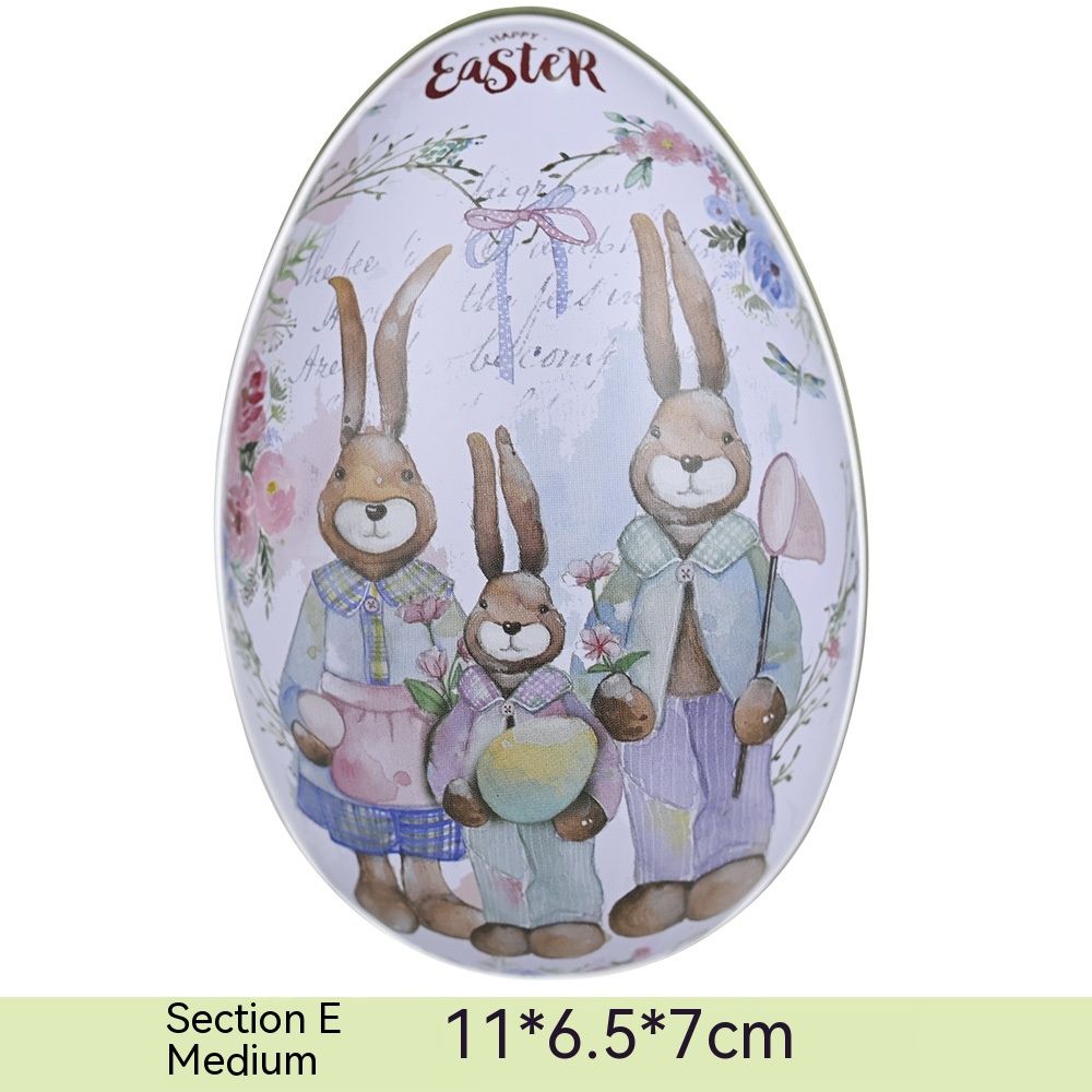 5Pcs Assorted Painted Easter Egg Easter Tin Box Easter Bunny Shape Metal Filler Easter Egg Container Easter Egg Candy Box Vintage