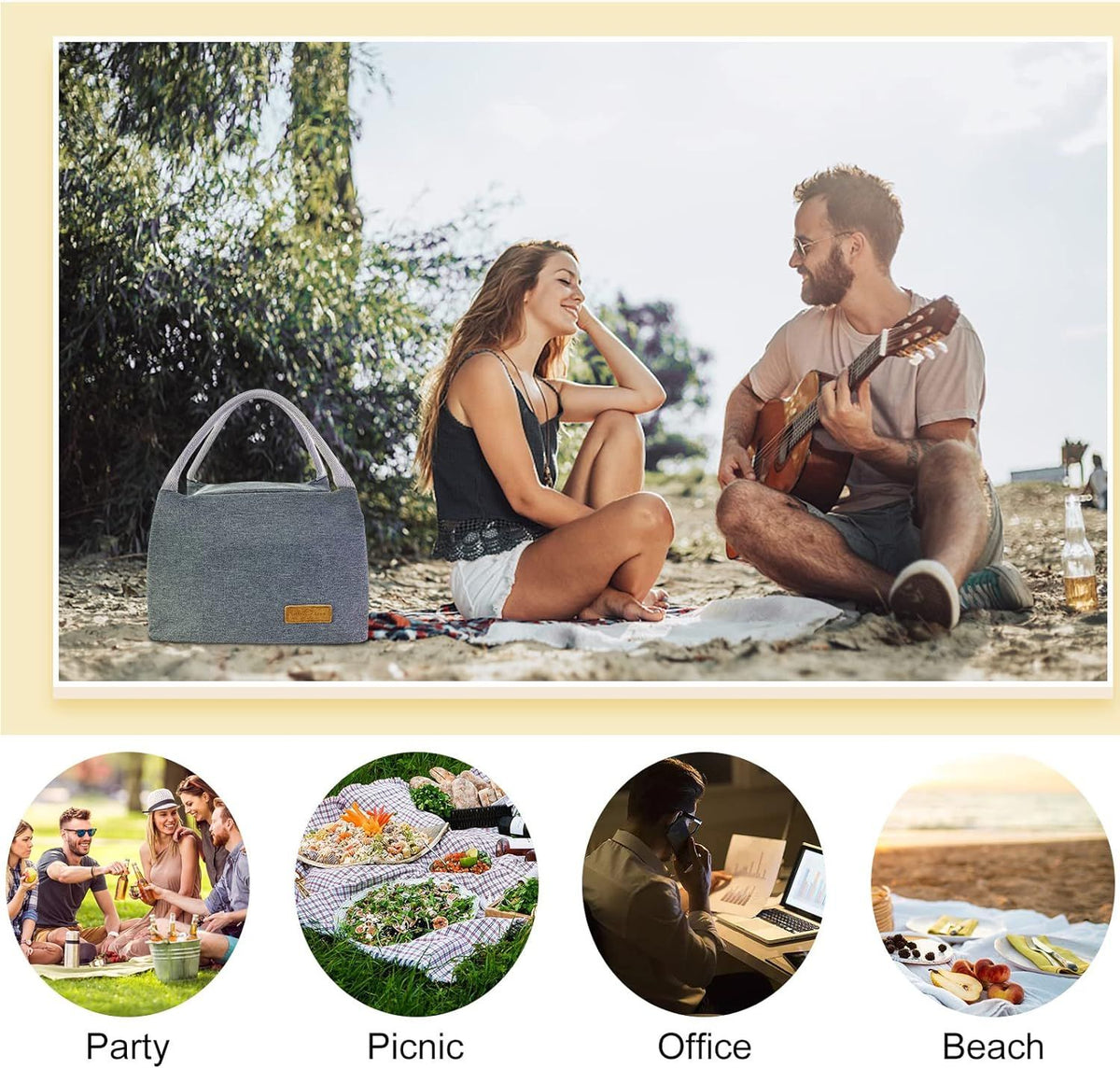 Lunch bag, Insulated Lunch Bag  Large Lunch Box Container Reusable Leakproof Tote for Office, Work, School, Beach or Travel