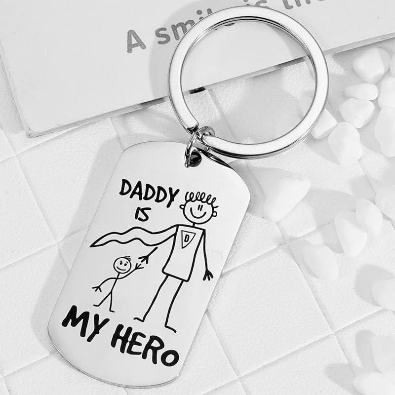 Dad Keychain for Men Cute Keychain for Car Backpack Gifts for Him Father’s Day Birthday Christmas from Son Daughter