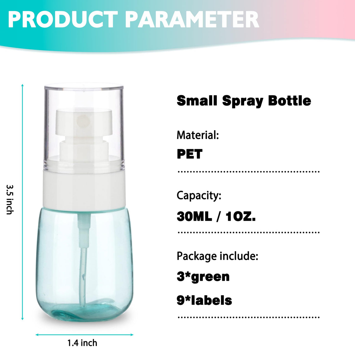 3 Pack 1oz/30ml Small Spray Bottle, Plastic Mini Spray Bottles, Travel Spray Bottle with Fine Mist,Tiny Spray Bottles