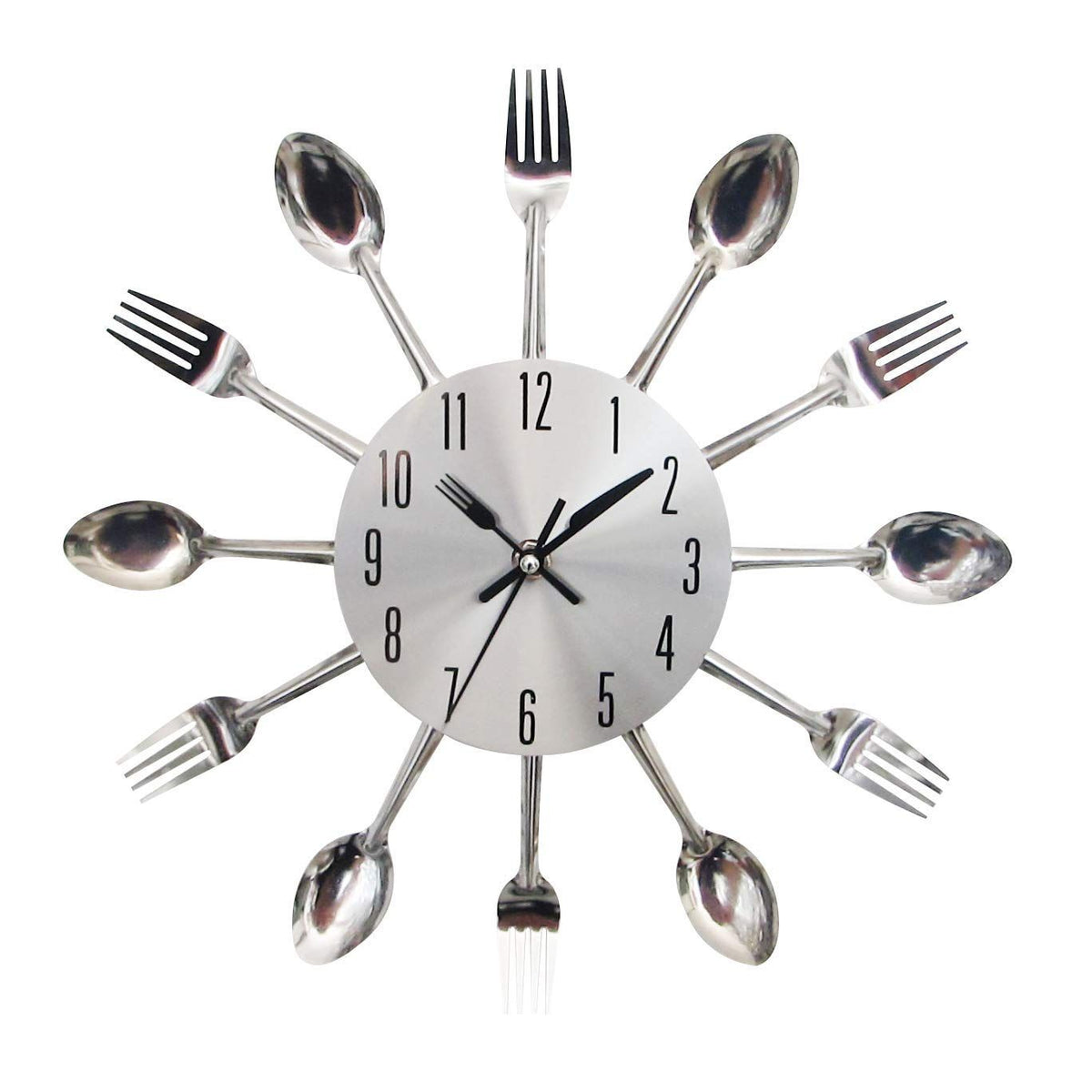 Cutlery Kitchen Wall Clocks with Fork and Spoon Dial, Silent Clock, Great Wall Decor and Nice Housewarming Gifts