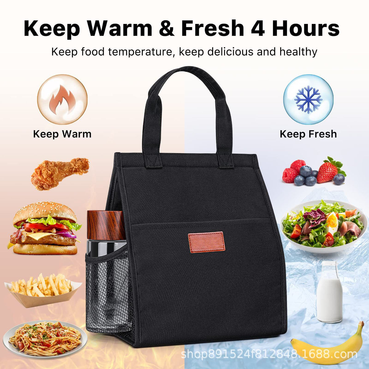 Lunch Bags for Women Insulated Reusable Lunch Tote with Internal Pocket, Adult Lunch Tote bag for Work