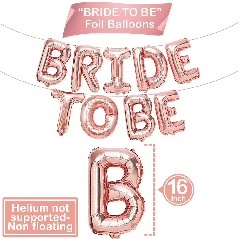 Rose Gold Bride To Be Balloons - Pack of 17 | Bride To Be Decorations | Bride Balloons for Bachelorette Party Decorations