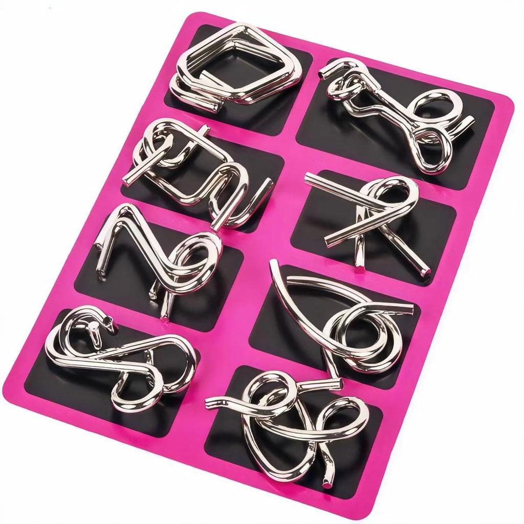 Metal Wire Puzzle Set of 24 with Pouch,Brain Teaser IQ Test Disentanglemen Iron Link Unlock Interlock Game Chinese Ring Magic