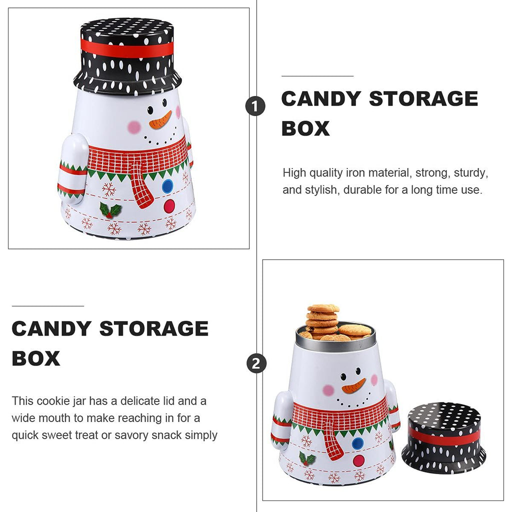 Storage Box Christmas Candy Tin Snowman Ornament Cookie Containers for Gift Giving Xmas Holiday Gifts Candy