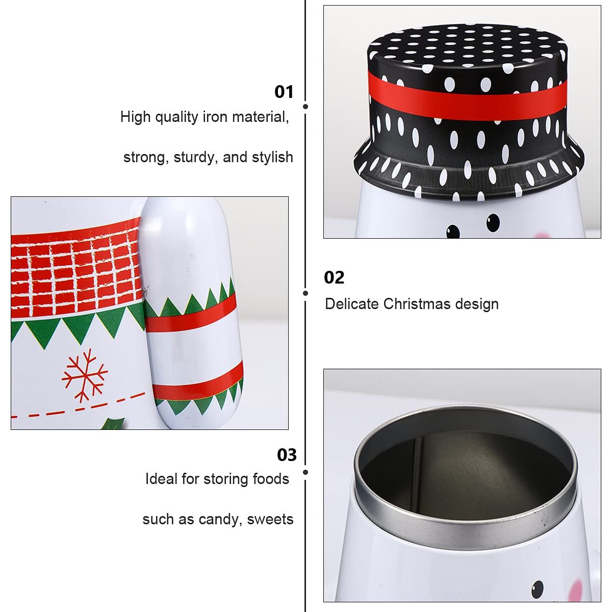 Storage Box Christmas Candy Tin Snowman Ornament Cookie Containers for Gift Giving Xmas Holiday Gifts Candy