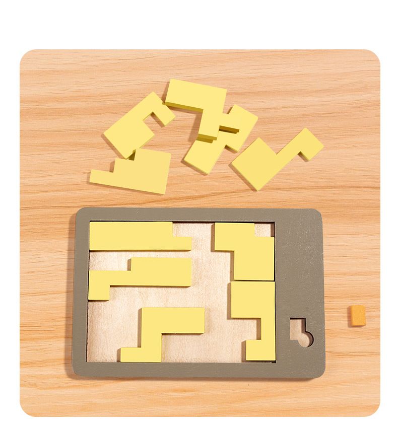 Tangram Wooden Puzzle-Brain Teaser Puzzles Block for Kids & Adult-Wood Block Puzzle - Logic Puzzle - Educational Sensory（2pcs）