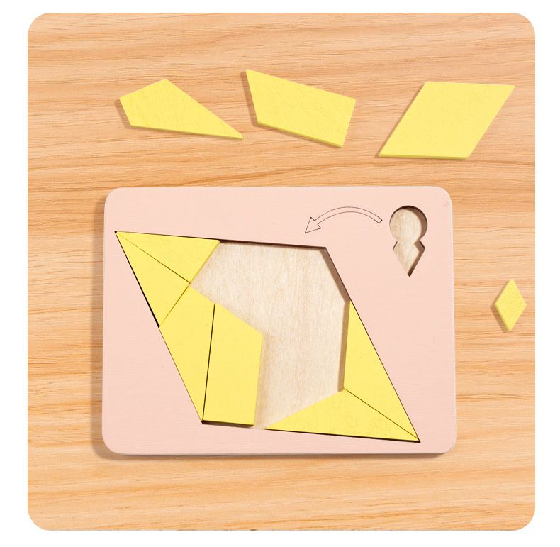 Tangram Wooden Puzzle-Brain Teaser Puzzles Block for Kids & Adult-Wood Block Puzzle - Logic Puzzle - Educational Sensory（2pcs）