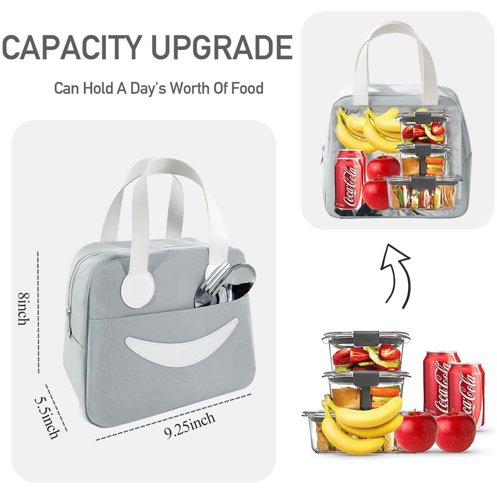 Portable Lunch Bag Mini Lunch Bag Insulated Bag Portable Cute Lunch Bag Outdoor Picnic Bag Ice Bag Outdoor Storage(Small,Grey)
