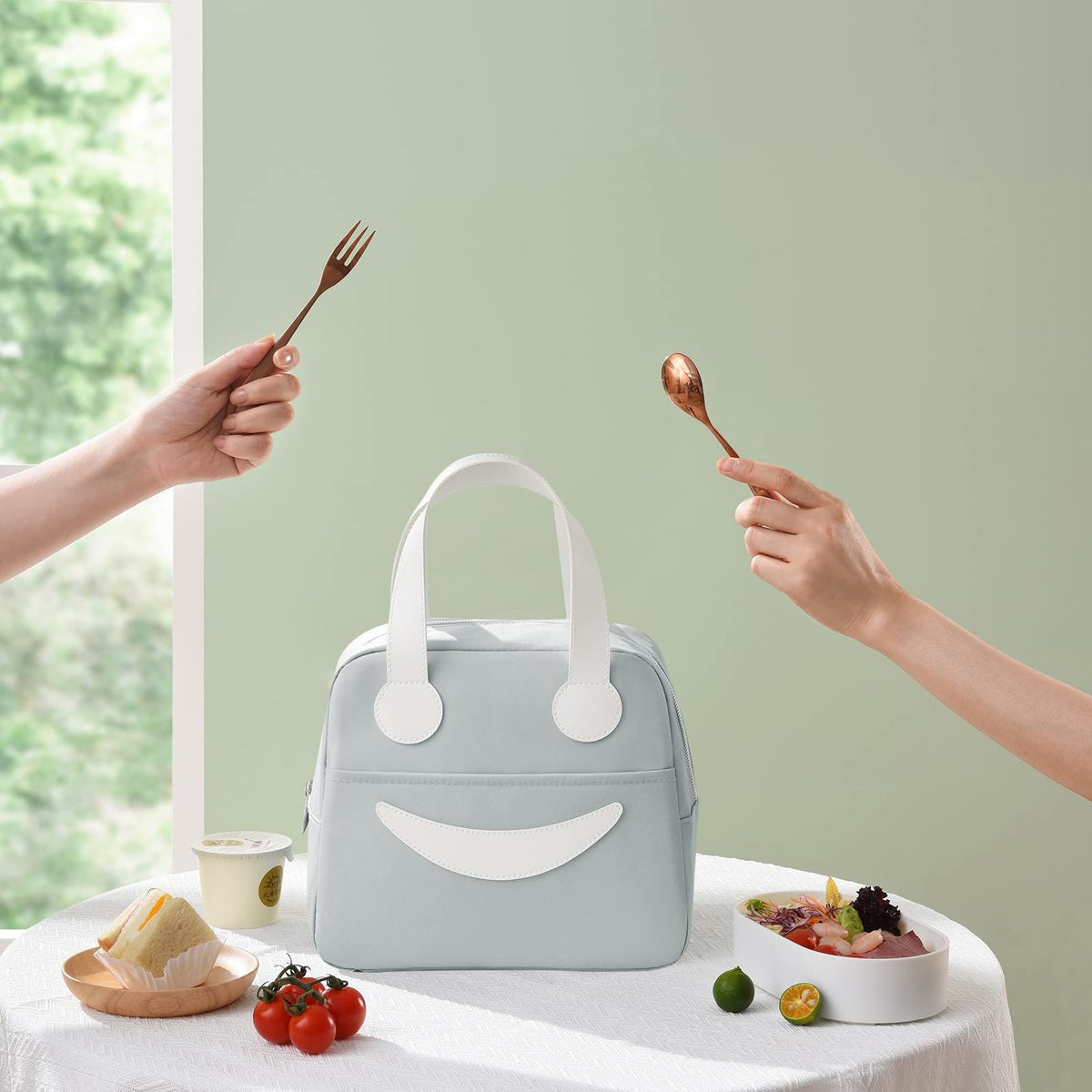 Portable Lunch Bag Mini Lunch Bag Insulated Bag Portable Cute Lunch Bag Outdoor Picnic Bag Ice Bag Outdoor Storage(Small,Grey)