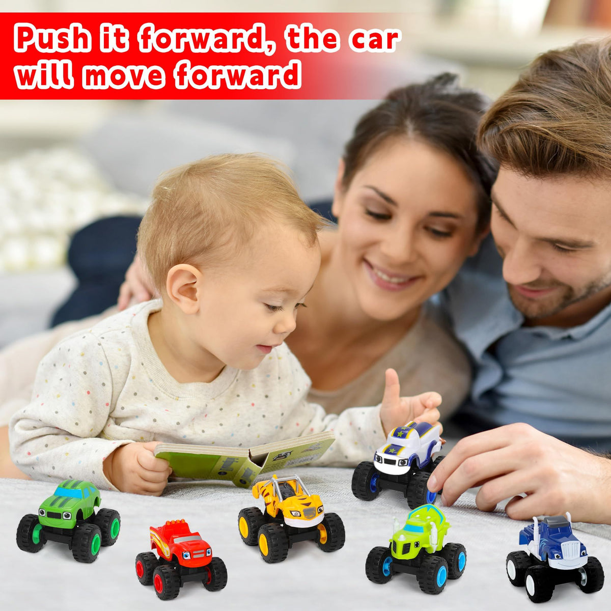 Monster Truck Toys for Kids - 6PCS The Monster Machines Racers Metal Push-Along Vehicles for Preschool Kids Ages 3 Years and Older