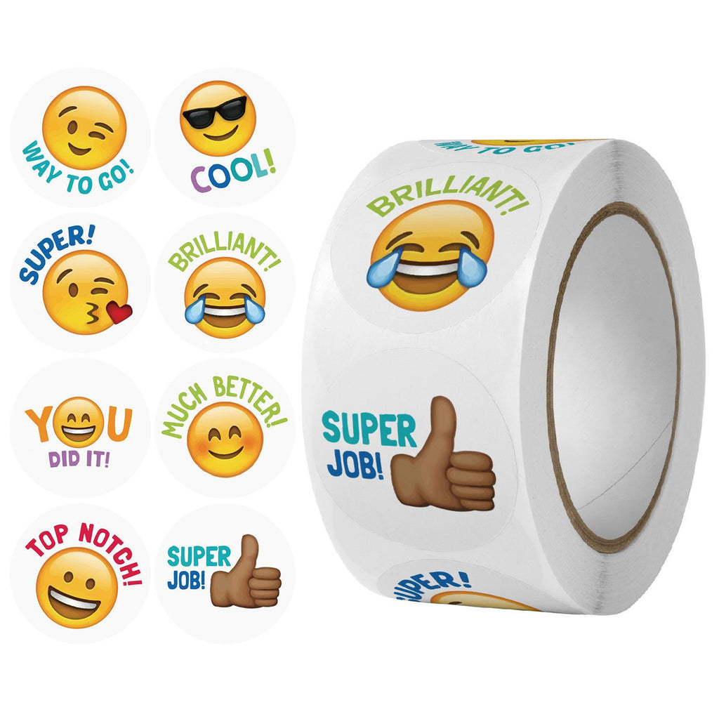 English teacher rewards children with stickers to encourage learning English labels, packaging emoji toys