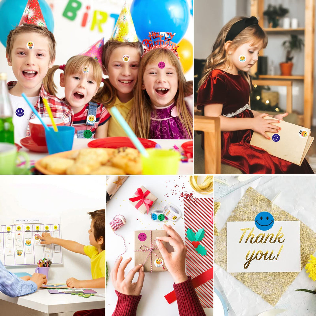 English teacher rewards children with stickers to encourage learning English labels, packaging emoji toys
