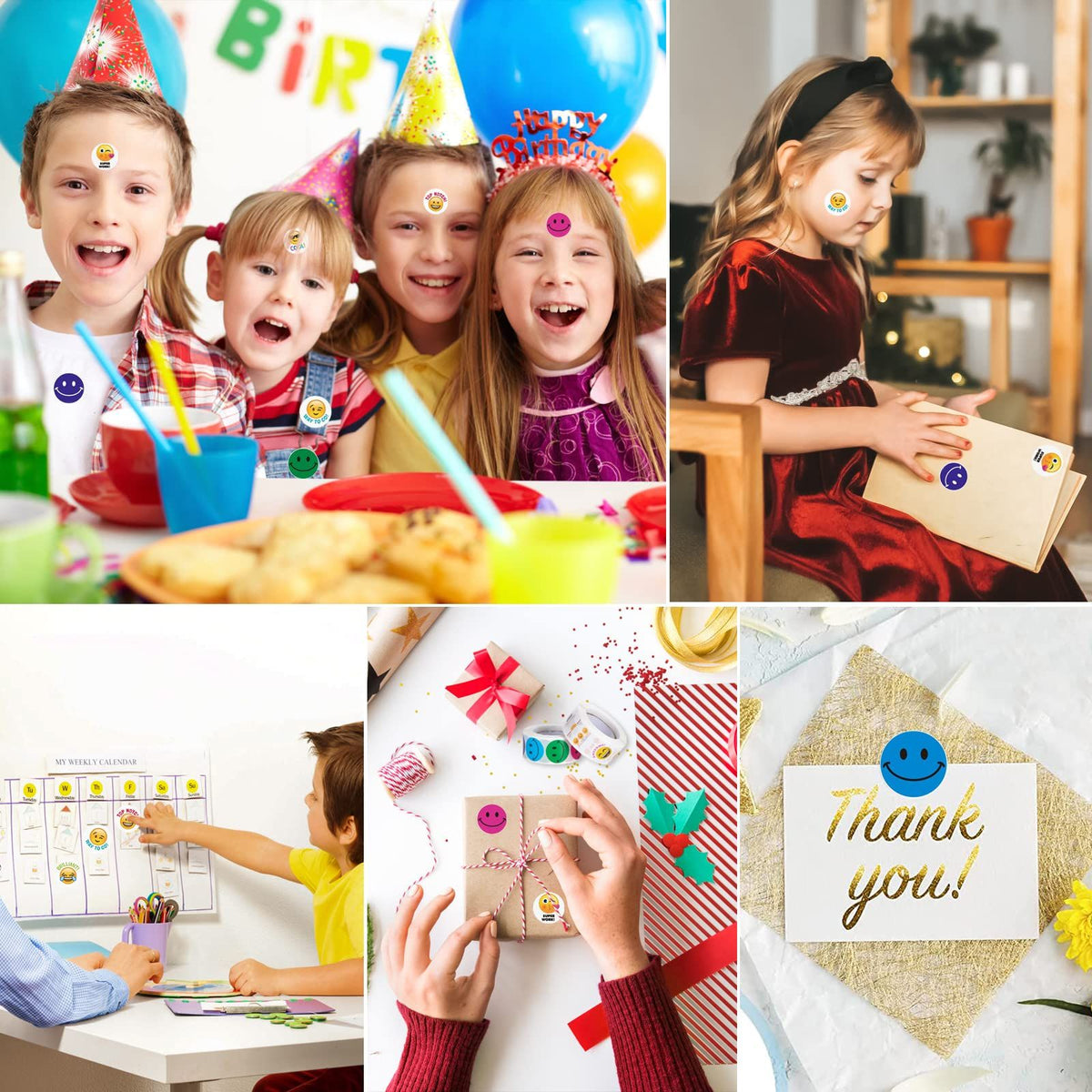 English teacher rewards children with stickers to encourage learning English labels, packaging emoji toys