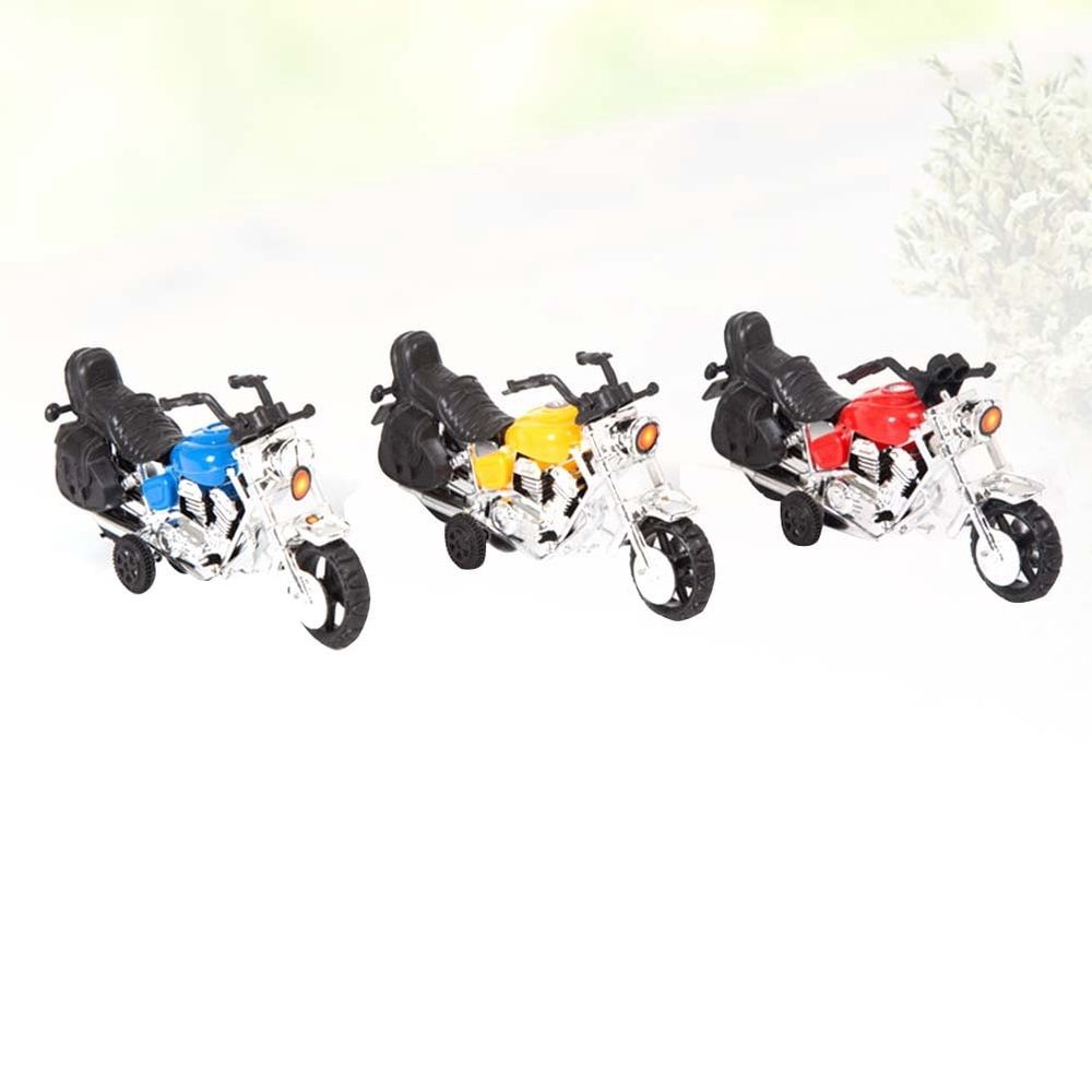 3PCS Assorted Color Plastic Motorbike Cake Toppers Decorations for Father's Day Party and Special Occasions