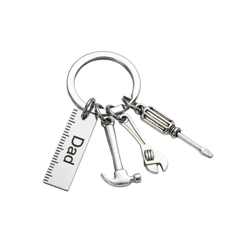 Keychain with Ruler Hammer Wrench Screwdriver Gifts for Dad, Father’s Day Birthday Gifts from daughter and Son