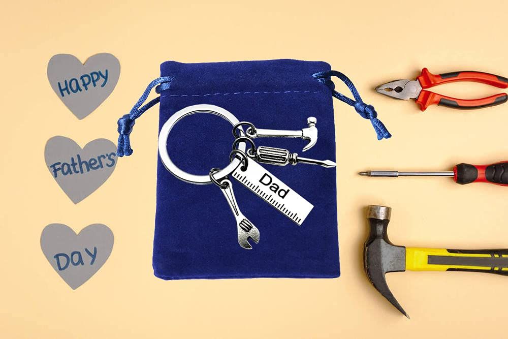 Keychain with Ruler Hammer Wrench Screwdriver Gifts for Dad, Father’s Day Birthday Gifts from daughter and Son